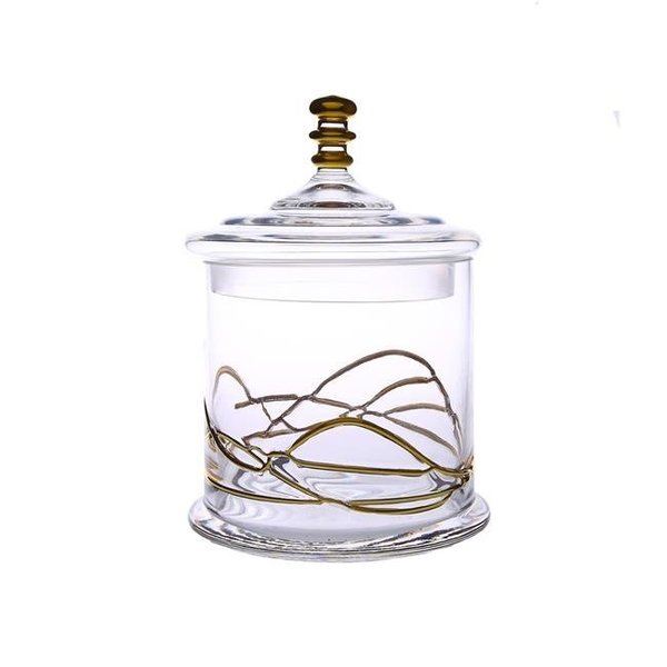 Classic Touch Decor Classic Touch CSJG398 5.5 x 10.5 in. Glass Jar & Lid with 14k Gold Swirl Design CSJG398